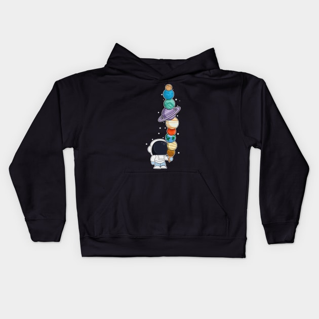 astronaut with ice cream Kids Hoodie by PaperHead